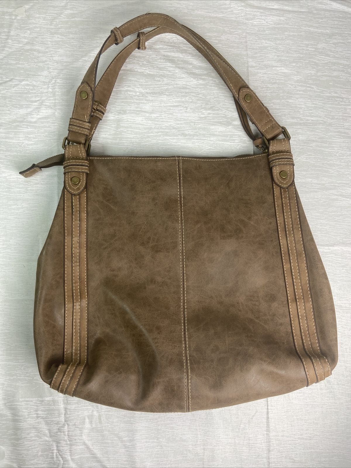 Hobo Style Faux Leather/Vinyl Brown Shoulder Purse Bag Brown