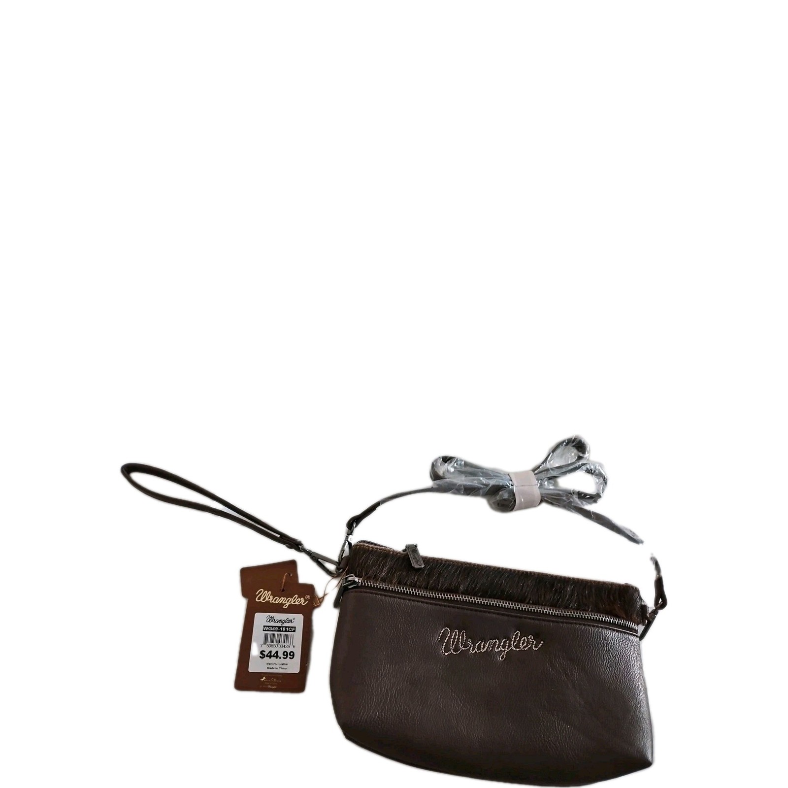 wg49-181cf Wrangler leather purse with front and back zippered pockets NWT