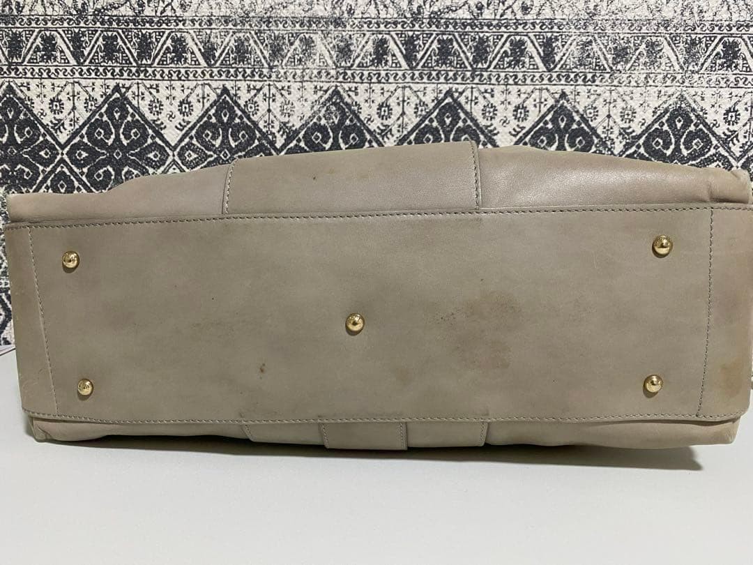 Giorgio Armani Shoulder Hobo Bag Purse Leather in Gray USED Good Condition