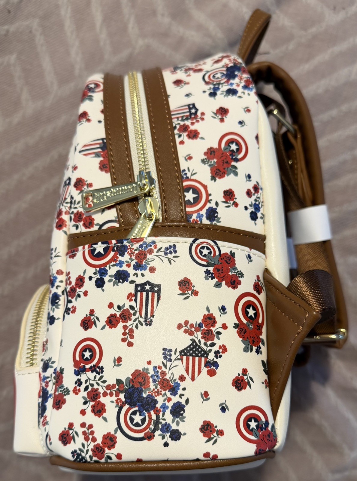Loungefly Marvel Captain America Roses Shield Peggy Carter Steve Roger Backpack