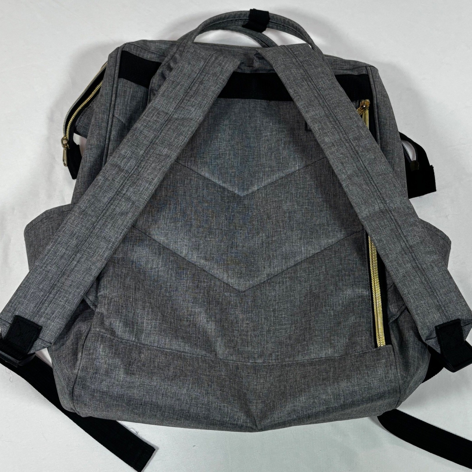 Himawari Backpack Gray Canvas Laptop Bag USB Port Travel Work School 17x14x6