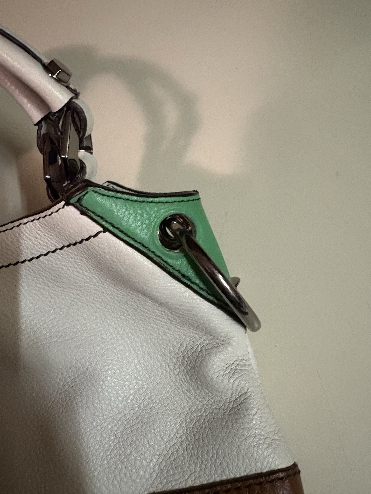 Dr Yany Leather Two Tone Boho Bag Green and Brown Shoulder Handbag **READ