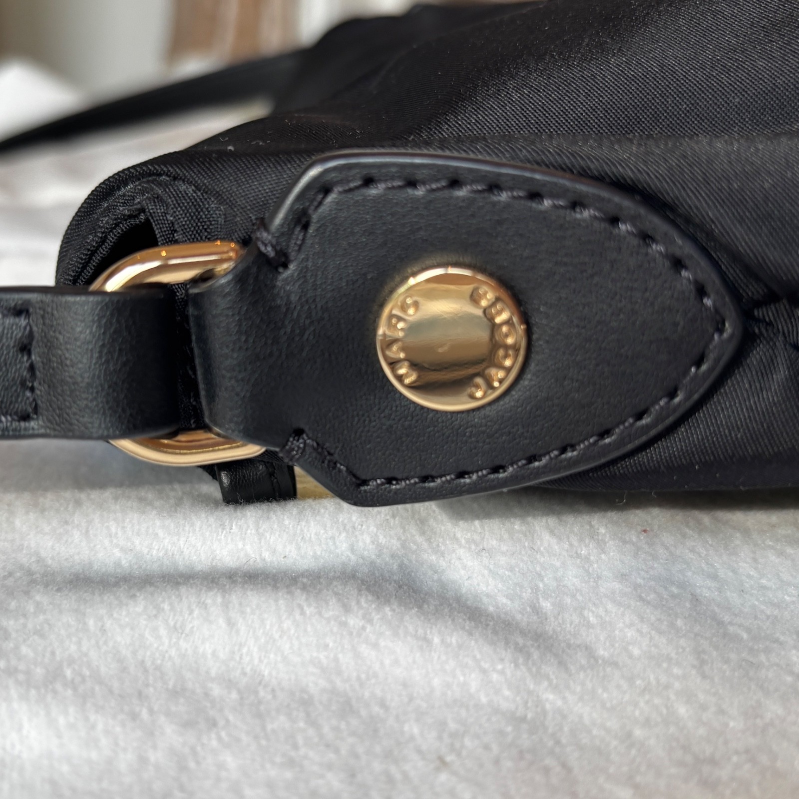 Marc Jacobs Women Mini Natasha Black Nylon Gold Crossbody Bag New without Tags