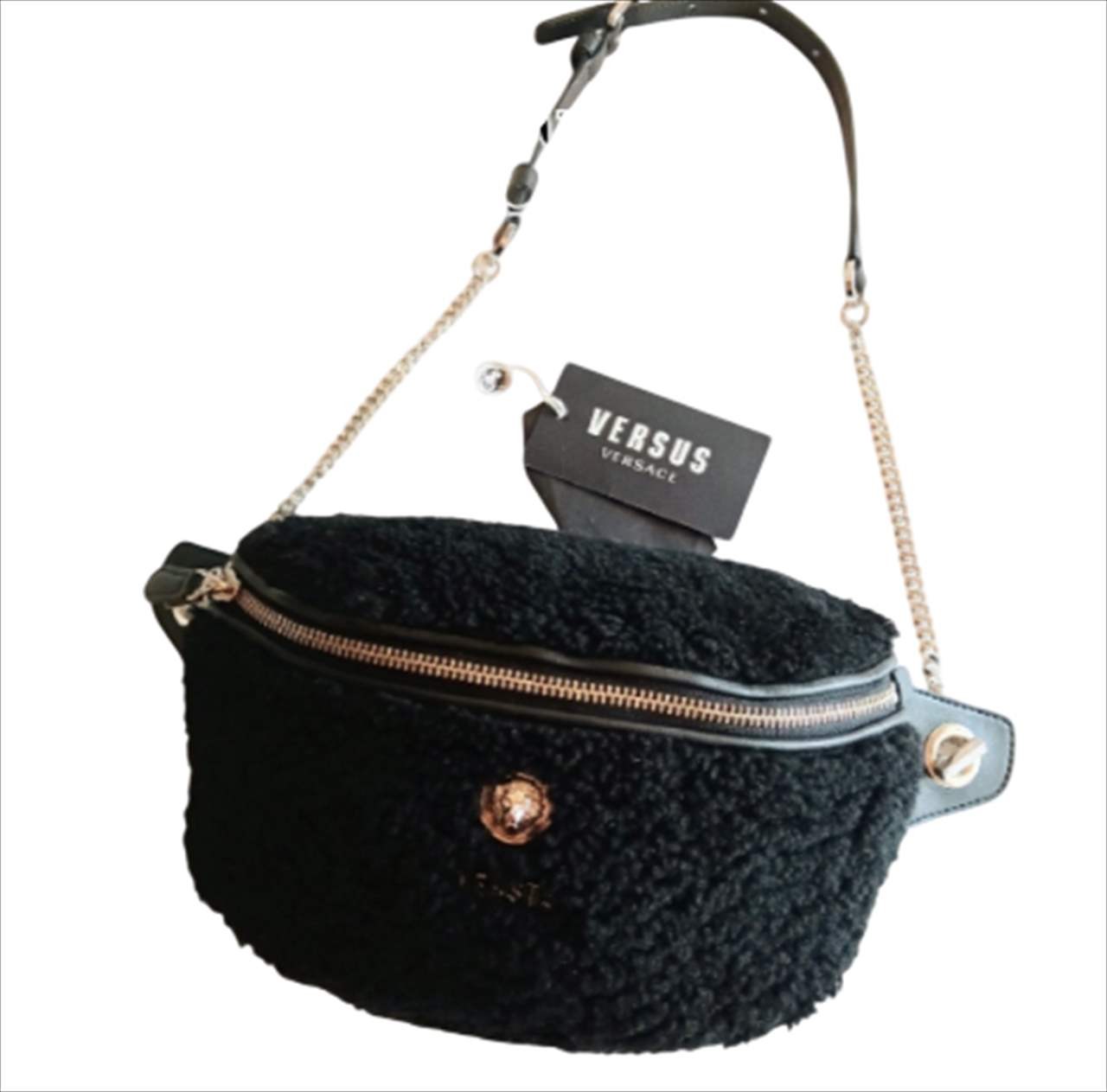 Versace Boa Shoulder Bag Pochette Black Size: W: 10.2 × H:6.7 in.