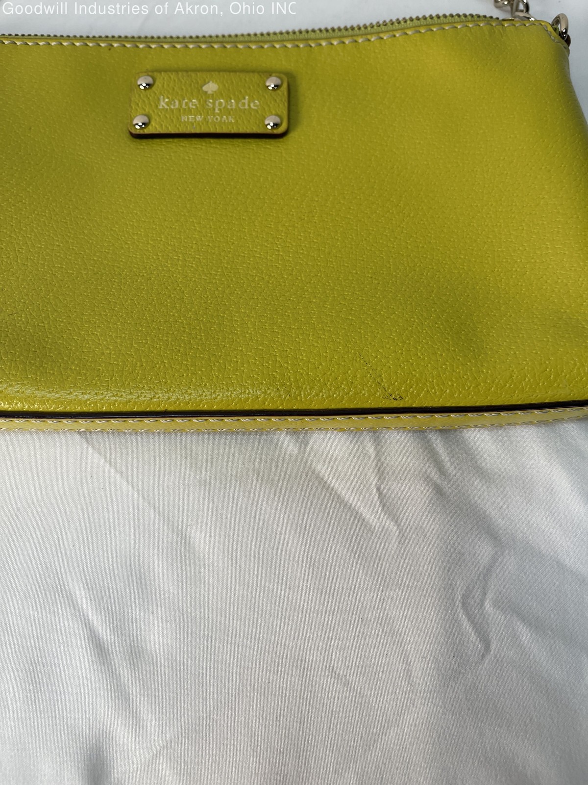 Gently Loved Certified Authentic Lime Green Kate Spade Leather Baguette Handbag