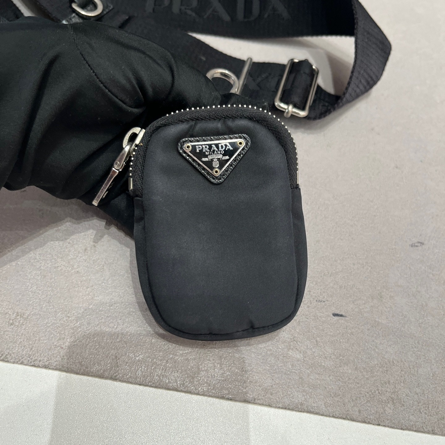 Prada Nylon Three-in-One Hobo Normal Black Nylon Sling Crossbody Bag US Ship