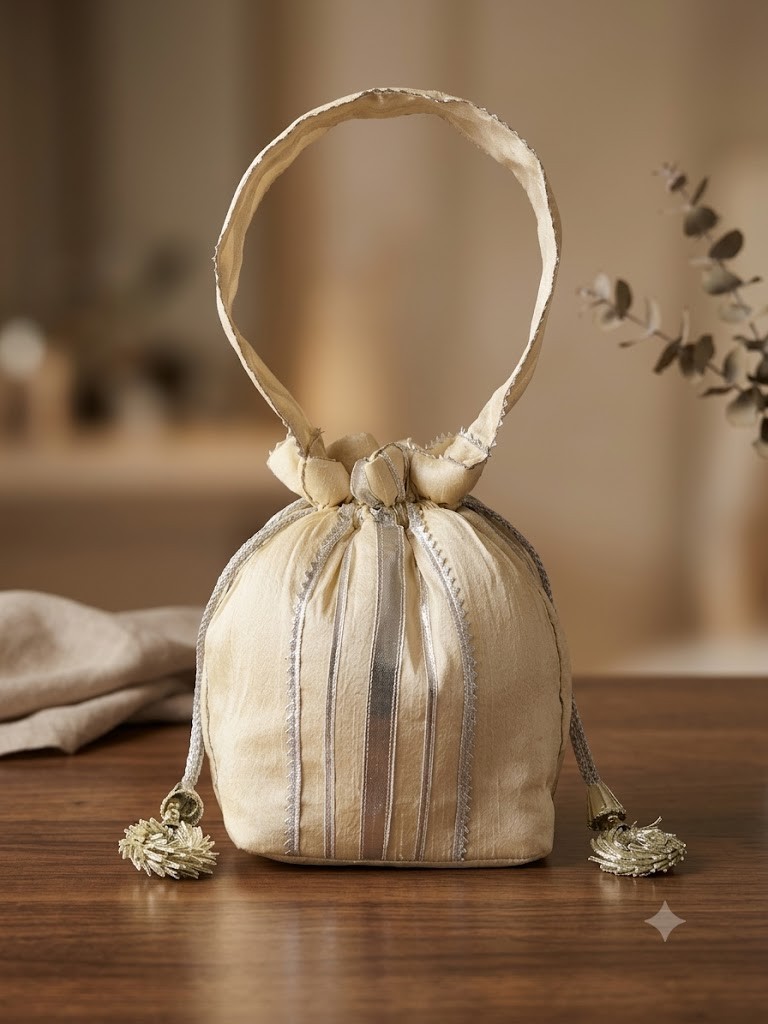 Indian Gotta Lining with Matching Handle Gifting Wedding Favor Potli Bag