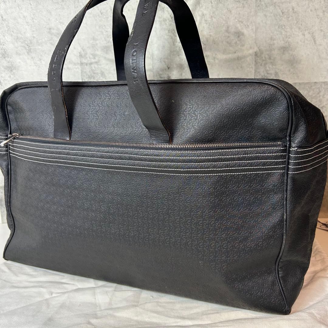 LOEWE Repeat Anagram PVC Boston Duffle Bag Black Large Travel Men’s