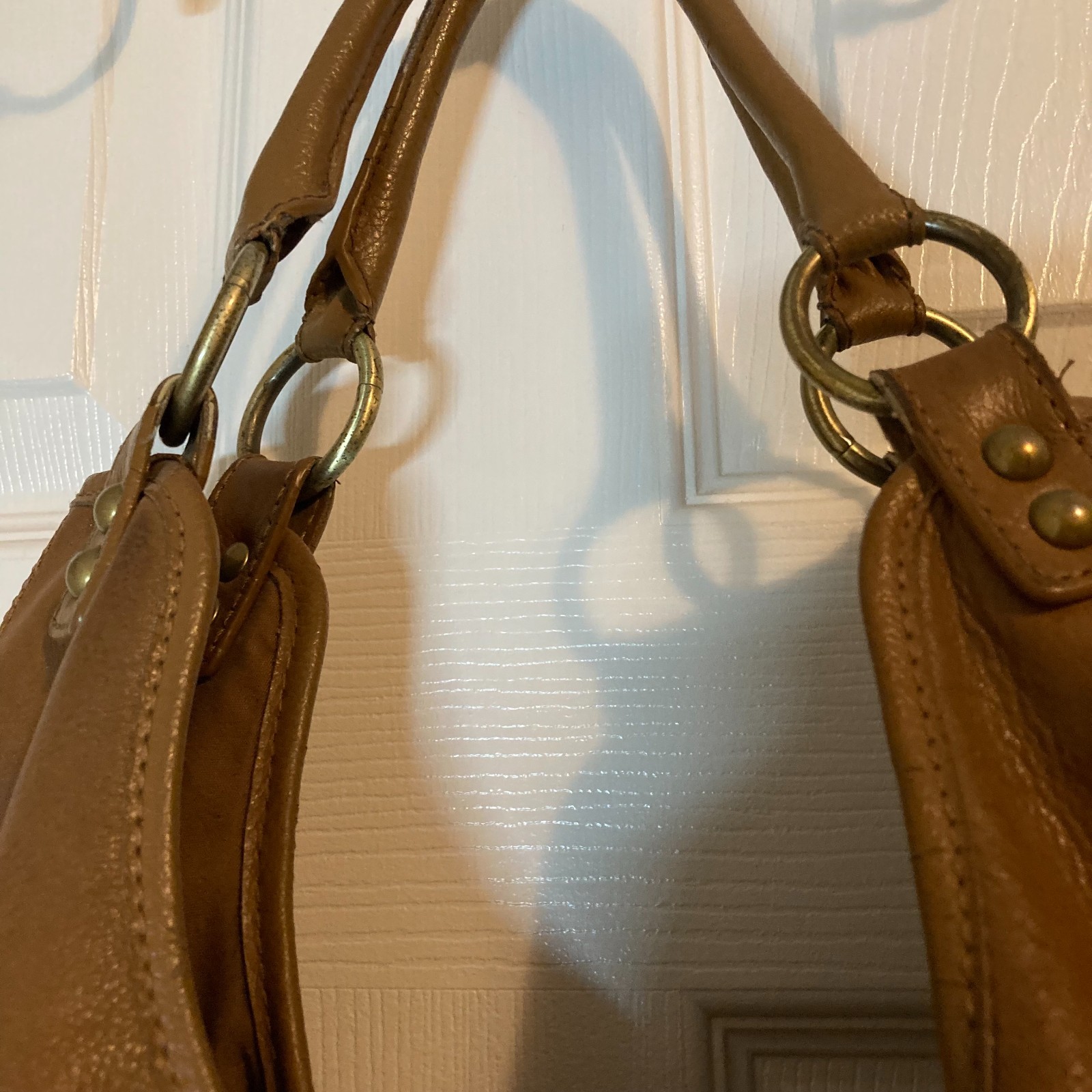 a.n.a. A New Approach Pebble Leather Shoulder Bag Brown Purse Double Handle READ