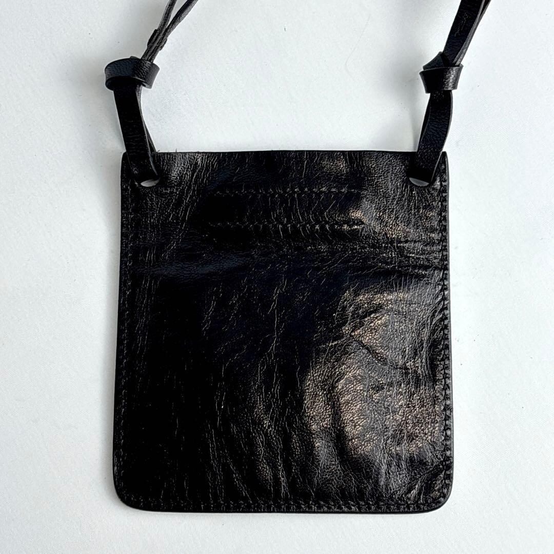 Miu Miu Mini Shoulder Bag Black Leather Logo Embossed Crossbody Women Pouch