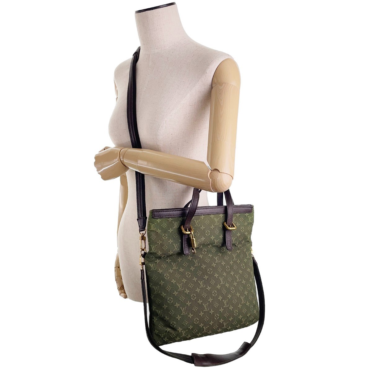 Louis Vuitton Monogram Mini Francoise 3way Cotton Leather Khaki Tote bag 4617