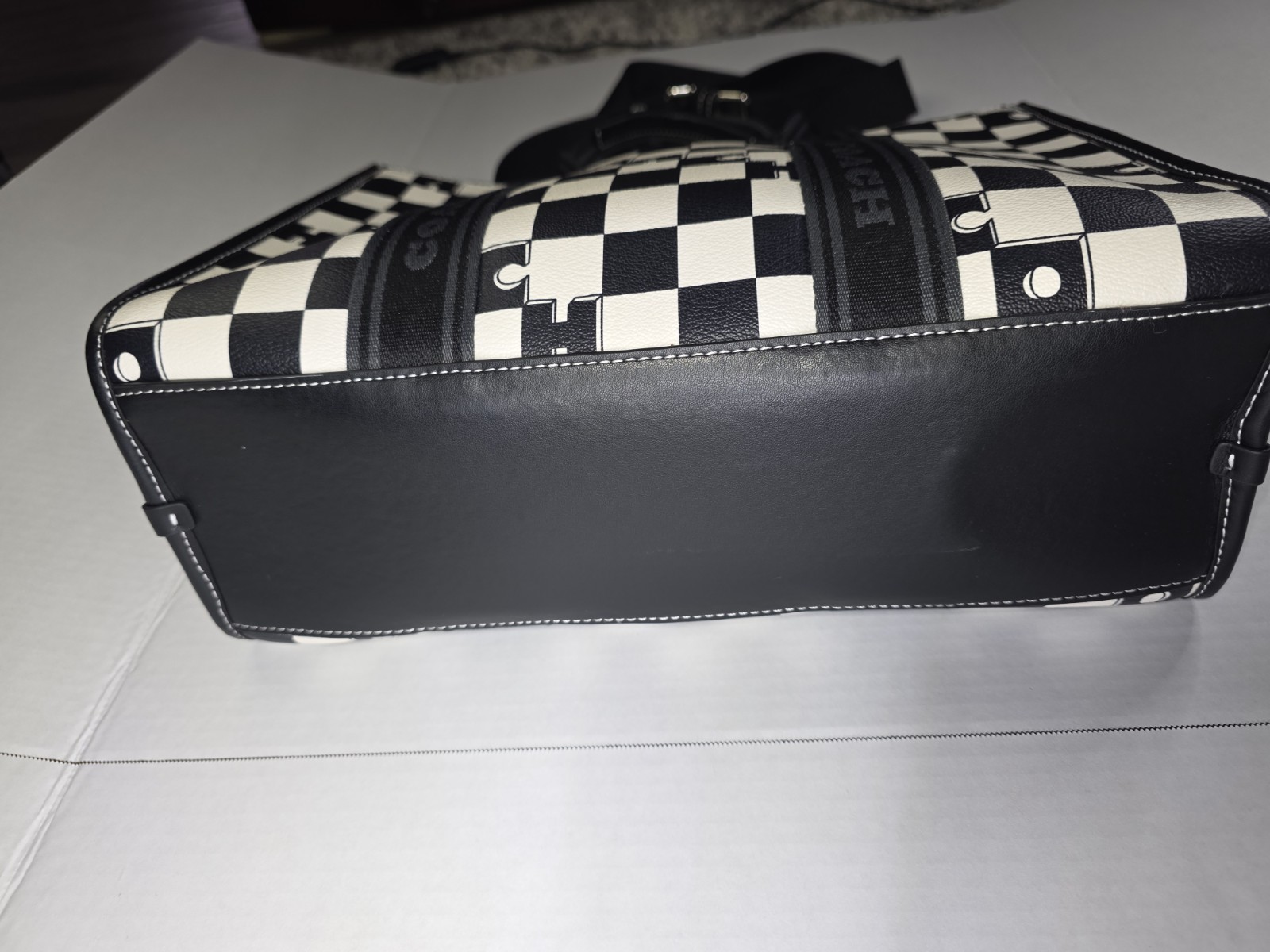 NWT Coach Smith Tote With Checkerboard Print Silver/Black/Chalk CR101
