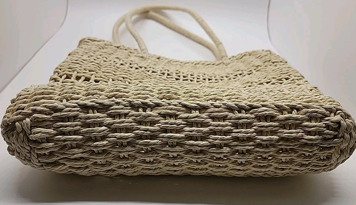 J.CREW Marseille 100% Paper Straw Open Weave Unstructured Market Tote Bag Beach