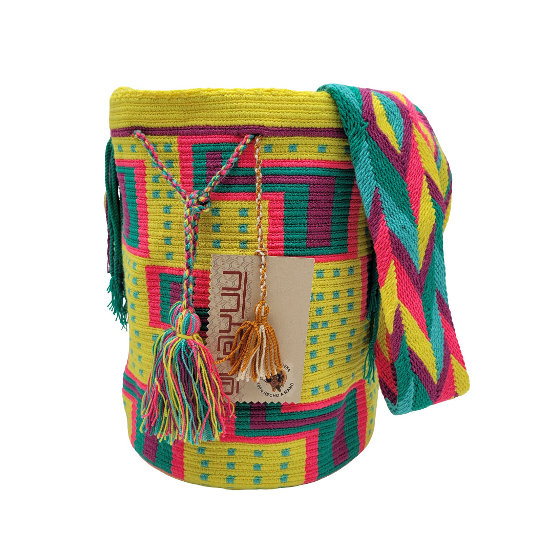 Colombian 🇨🇴 Handmade Large MANY COLORS Wayuu Tribe Mochila Bucket Boho Bag