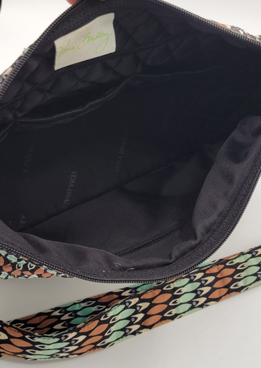 Vera Bradley SIERRA STREAM retired pattern MINT GREEN & BROWN BAG PURSE Quilted