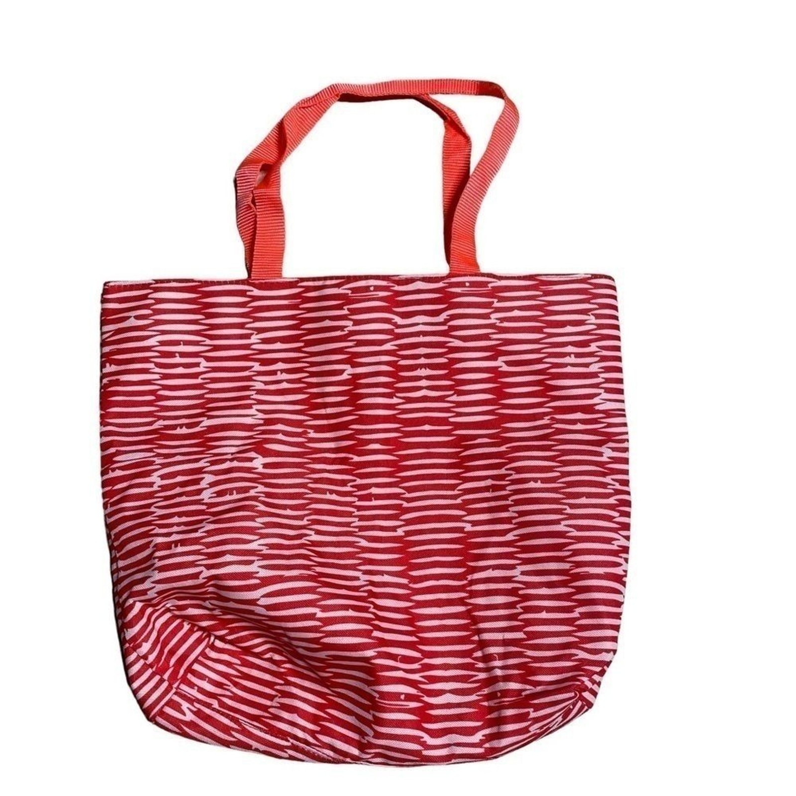 Lancôme Red Stripe Blue Flower Printed Tote Bag