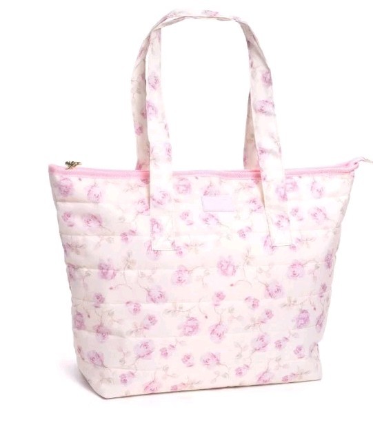 NWT LoveShackFancy x Target – Yoobi Ribbon Rosa Quilted Tote Bag Sterling Dusk