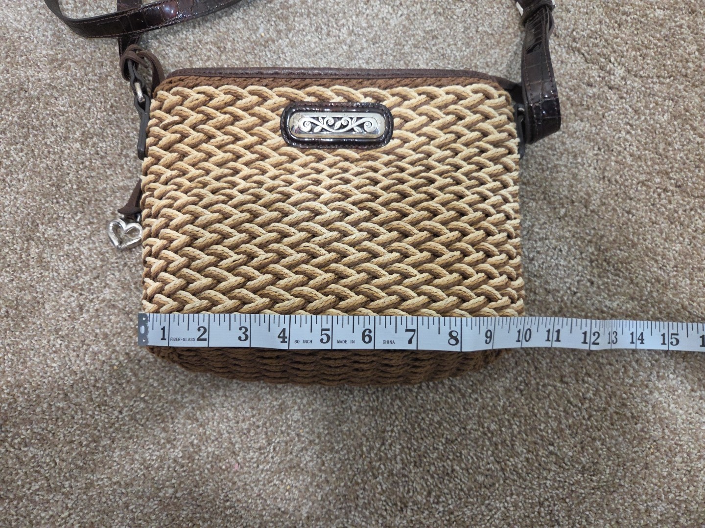 Brighton Braided Woven Straw Crossbody Messenger Purse