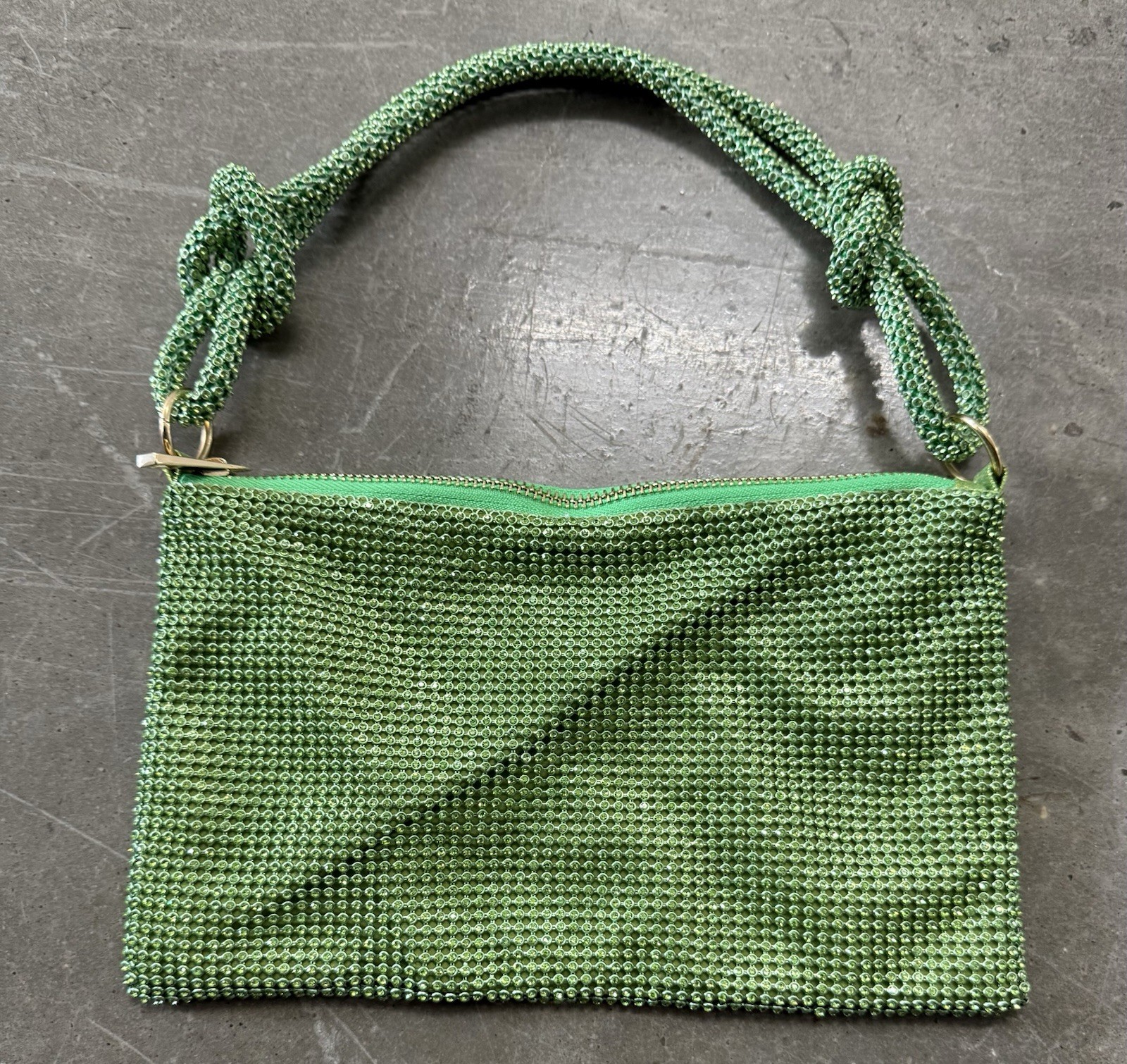 Green Sparkling Evening Rhinestone Purse Hobo Bag for Women