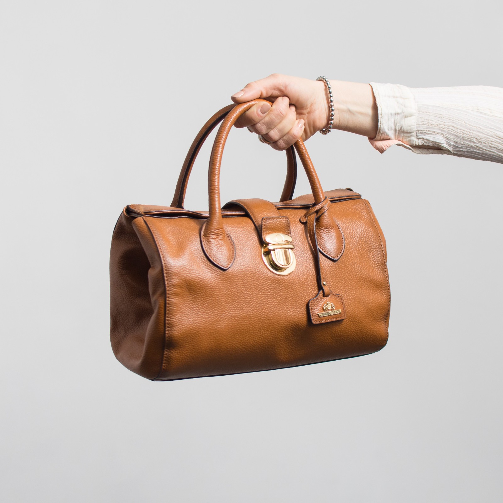Leather Bowling Bag Brown Wittchen Structured Handbag