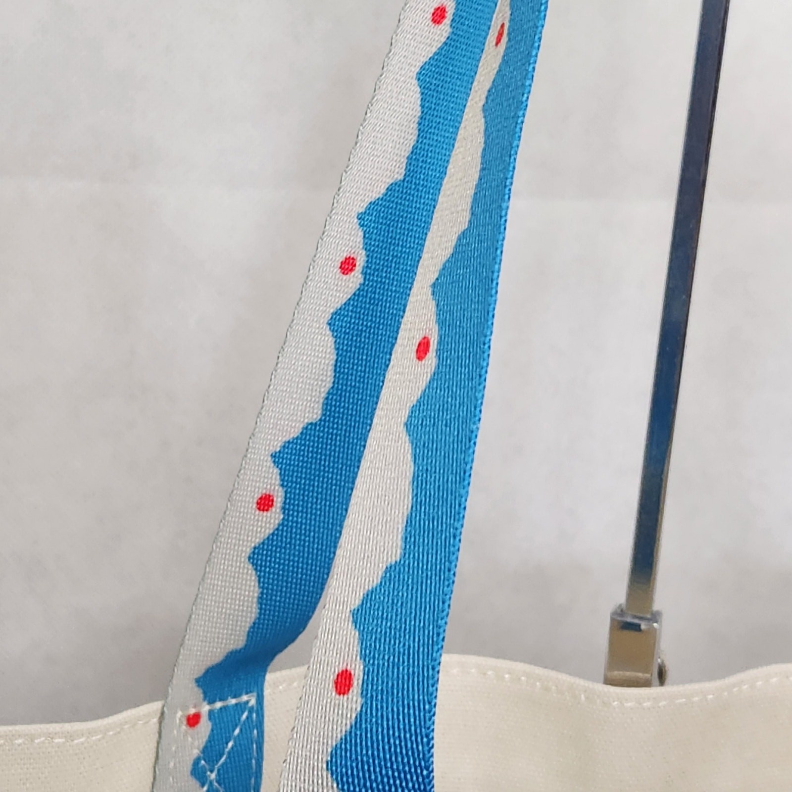 KAVU Typical Tote Bag Cotton Canvas Neutral Color Web Straps Blue