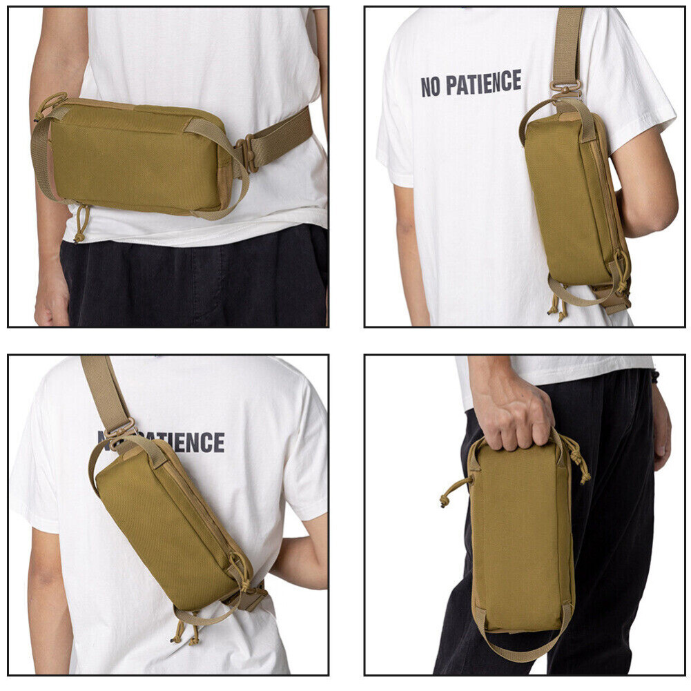 Tactical Sling Chest Pack Bags Molle Daypack Backpack Small Khaki Shoulder Pouch