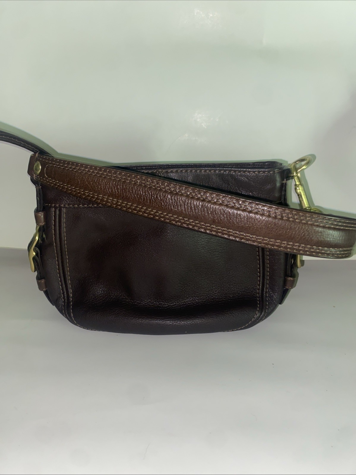 Vintage Y2K Coach Zoe Mini Hobo Bag Brown Leather Gold Shoulder Purse 41864