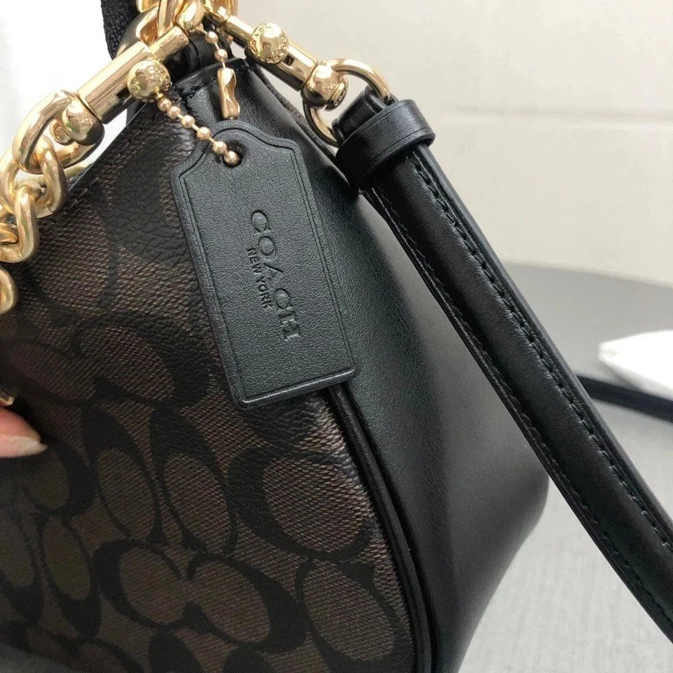 COACH CA548 Teri Shoulder Bag In Signature Canvas/Gold/Brown