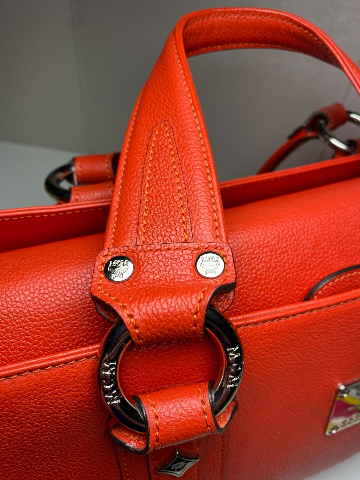 MCM Boston bags women Vibrant RED.Pre Owned Beautiful Classic MCM Bag Y2K style