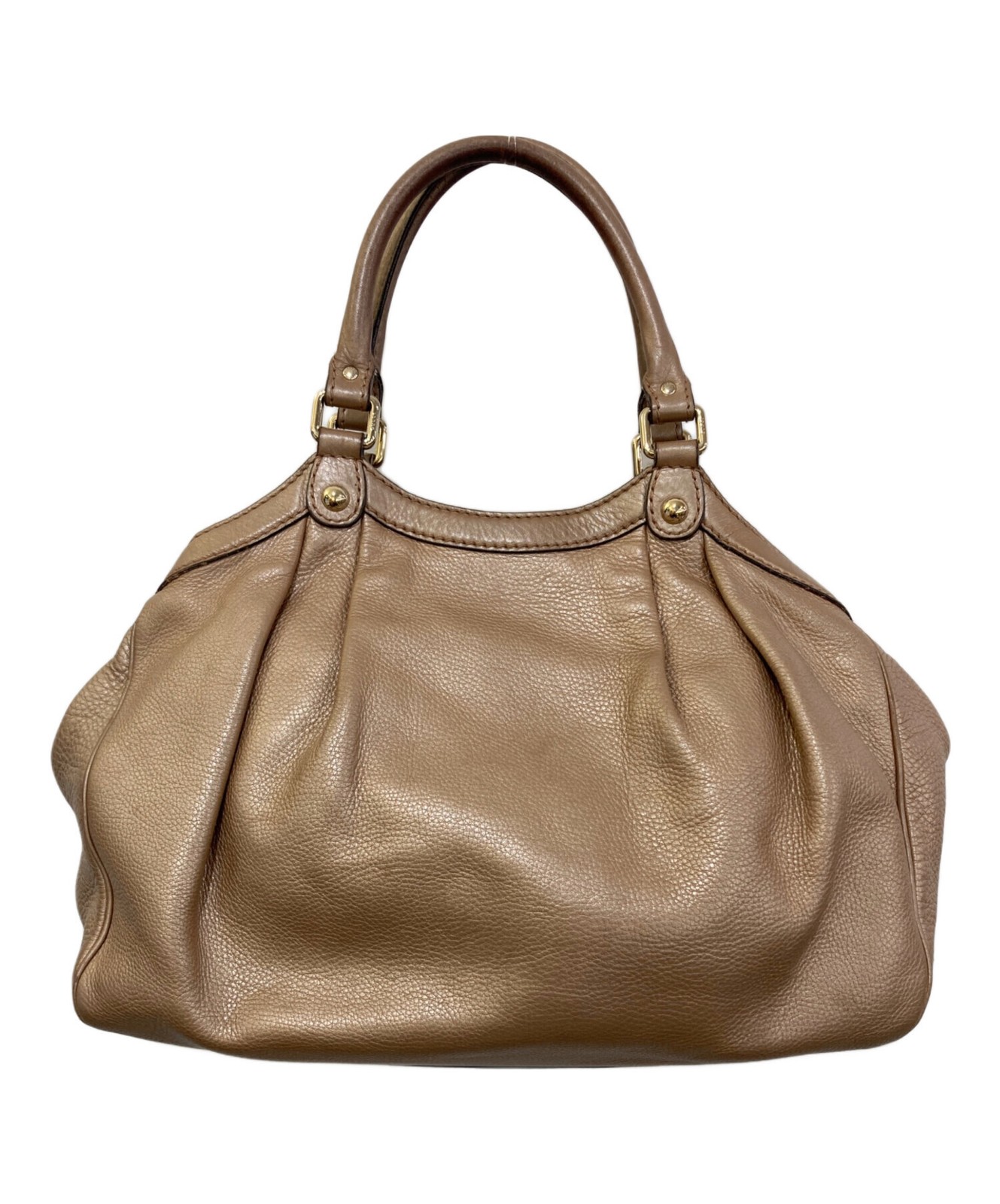 GUCCI Handbag Sukey Leather Beige Authentic From Japan