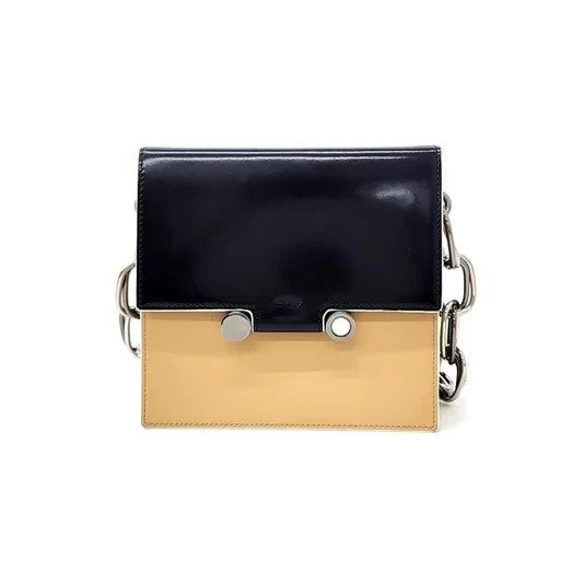 MARNI Caddy Bag Black Beige Two-Tone Leather Shoulder Bag Pre-Owned