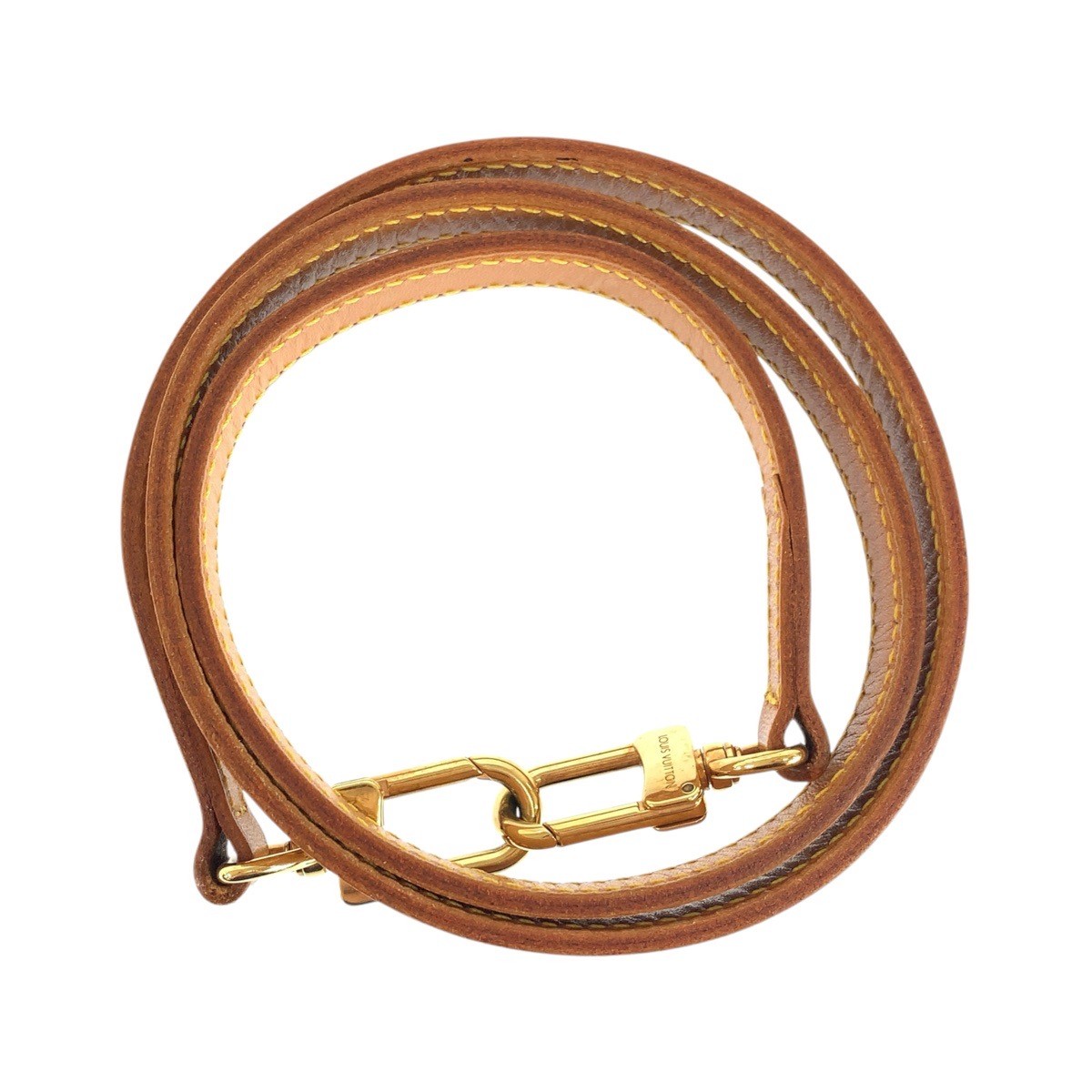 LOUIS VUITTON Nume leather Shoulder strap Beige Brown Gold Hardware leather LV
