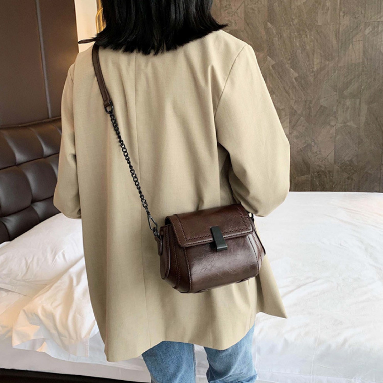 Women’s Korean Style Crossbody Shoulder Bag | Mini PU Leather Chain Purse