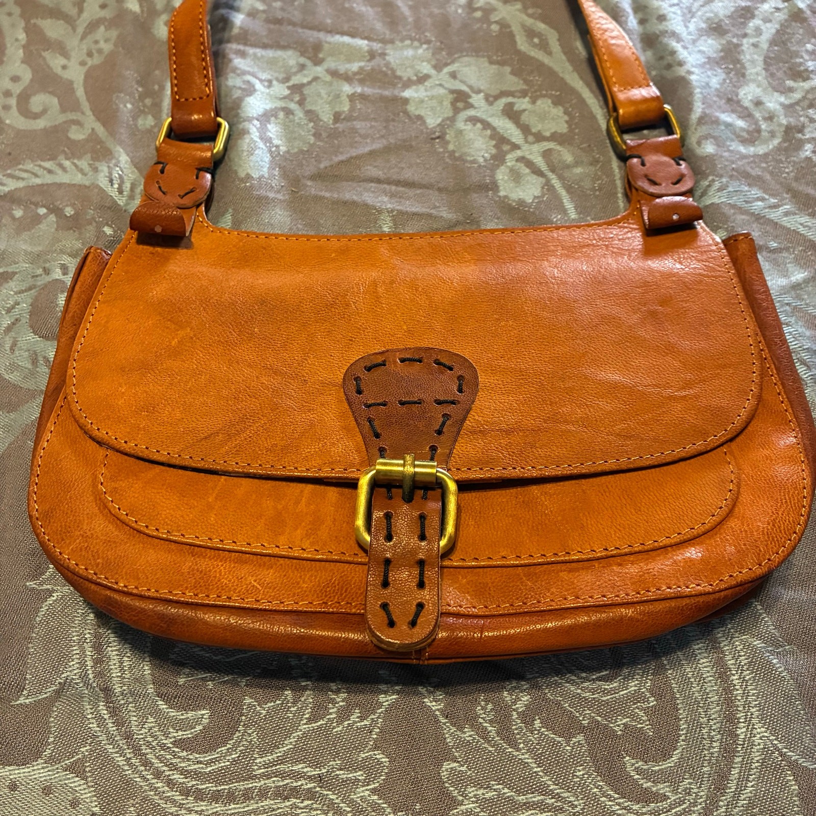 Boho Noonday Collection Leather Crossbody Tan Saddle Brown Artisan Ethical Bag
