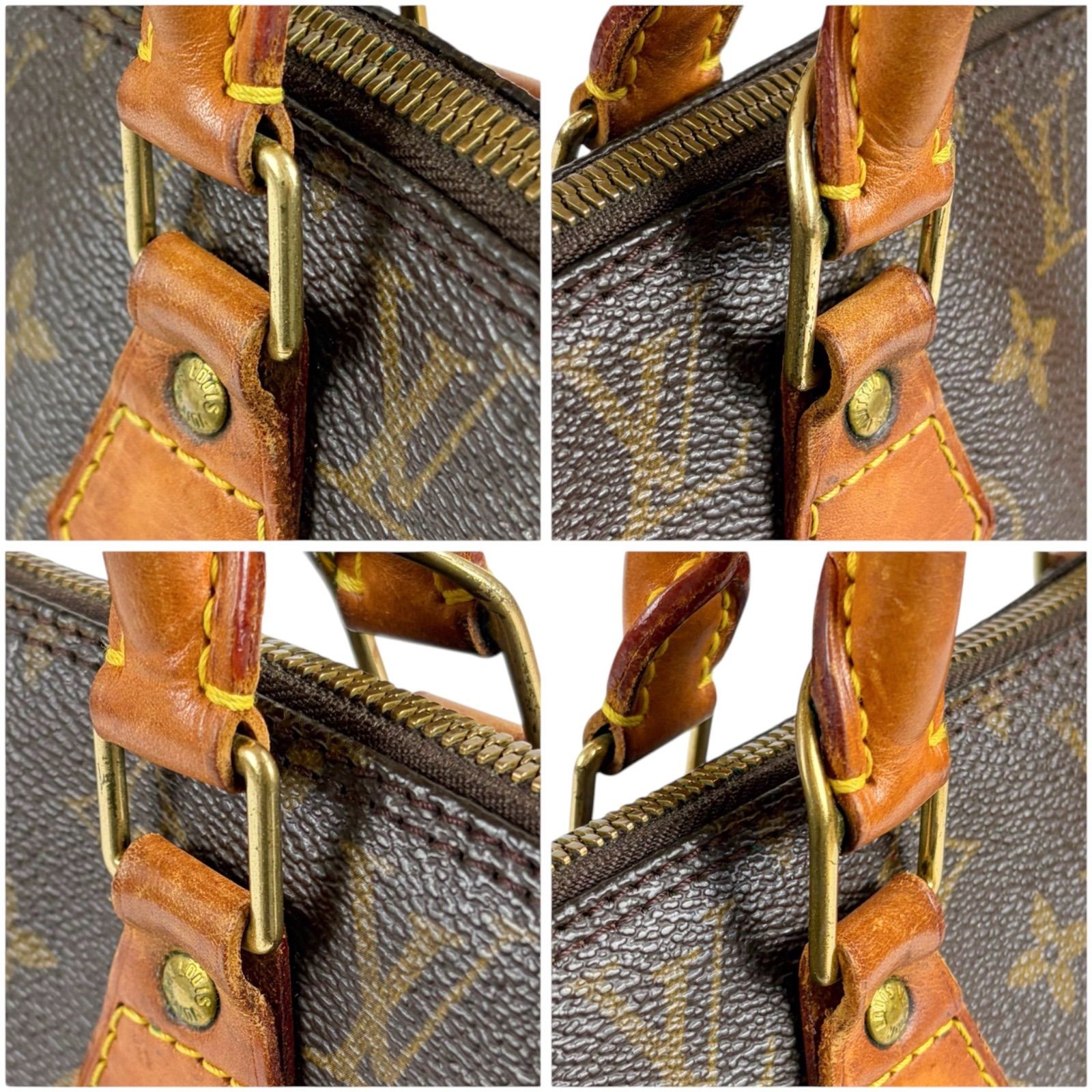 LOUIS VUITTON Alma PM Monogram Handbag Brown Top Handle Dome Bag BA1908 Auth