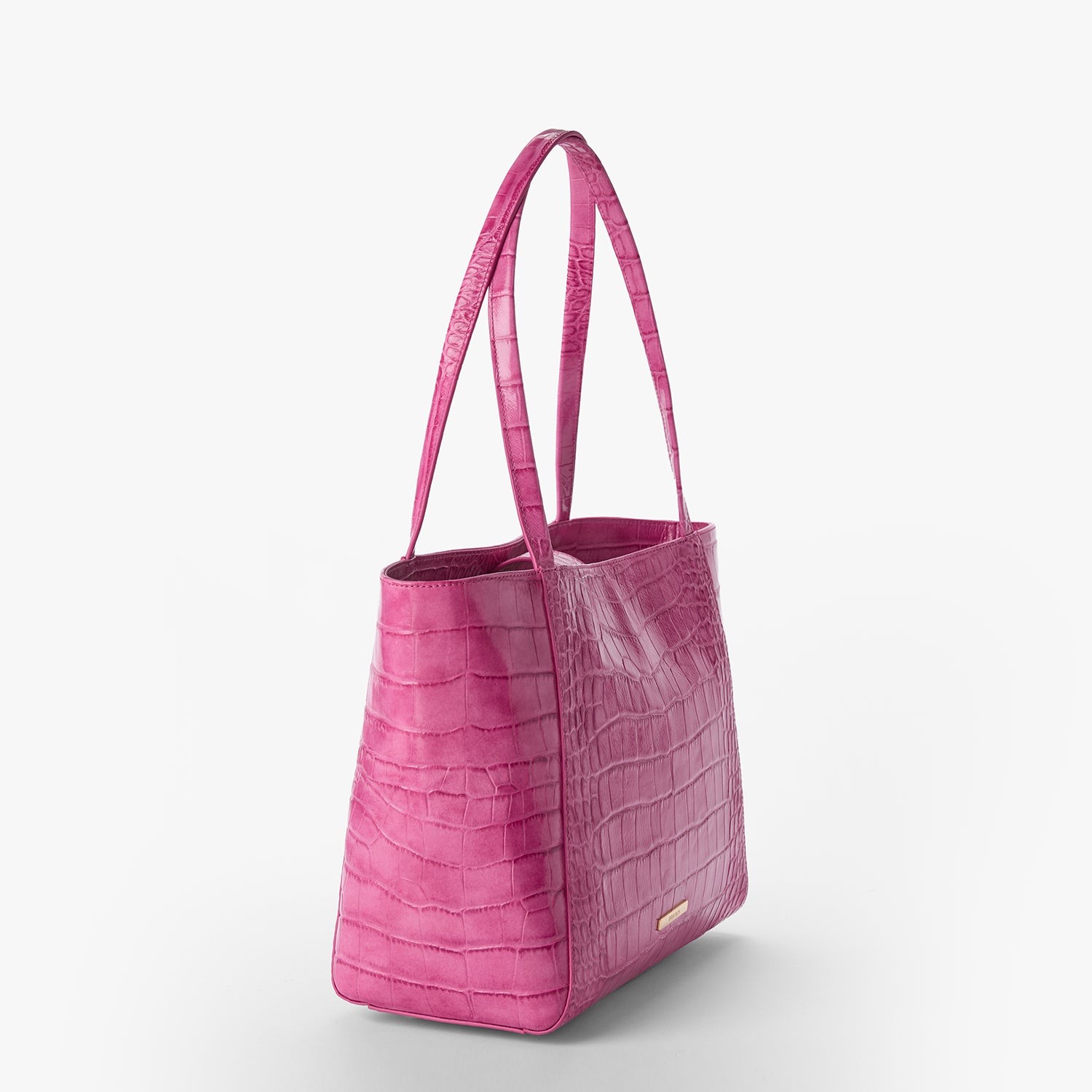 NWT Brahmin 1103266300011 Pink Alba Collection Mona Flat Croc Embossed Tote Bag