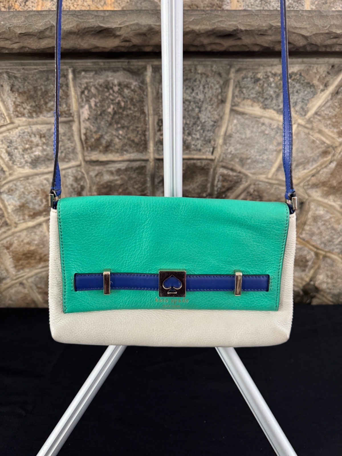 Kate Spade Pebbled Leather Houston Crossbody Tri Colored Silver Tone Hardware