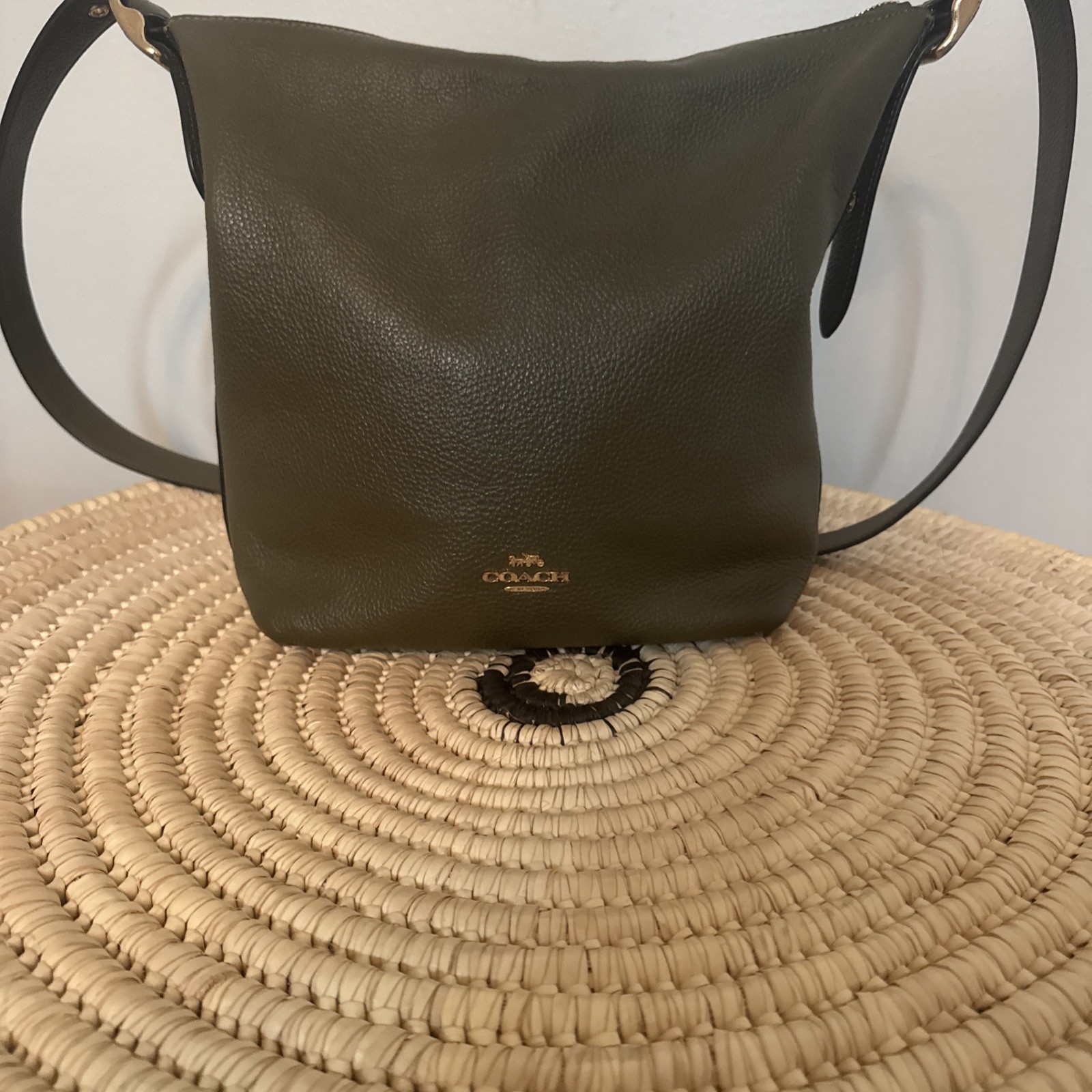 Coach Val Duffle Signature Canvas/Pebble Leather Crossbody Bag Green C2818