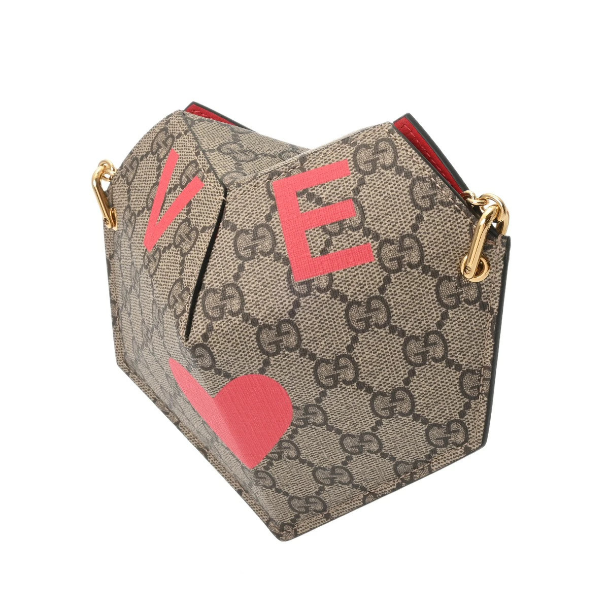 GUCCI Ophidia Small Heart Bag Beige Ebony 678131 GG Supreme Canvas Leather