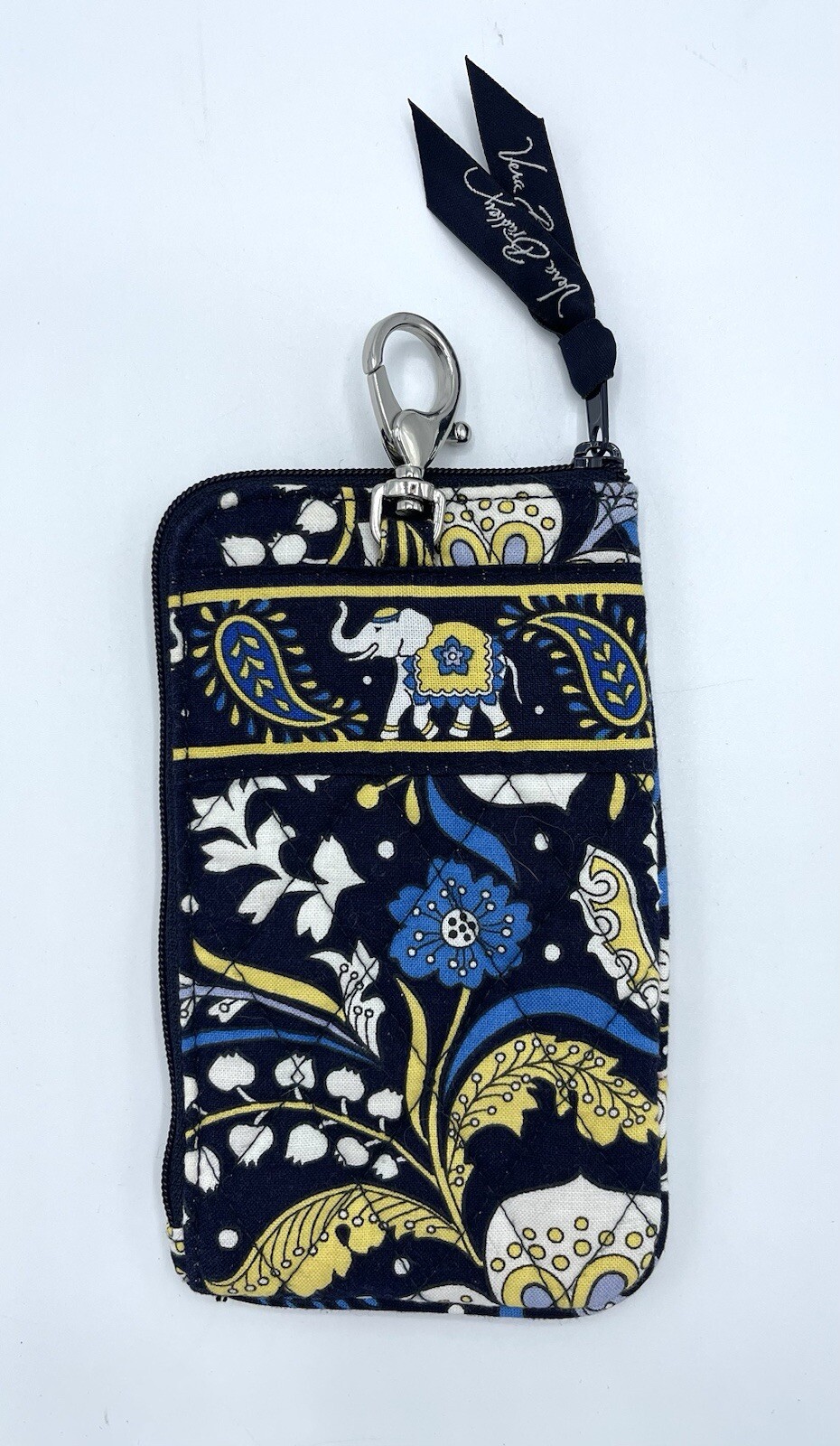 Vera Bradley ELLIE BLUE Zip around Pouch Lobster Clasp Clip Purse Case EC