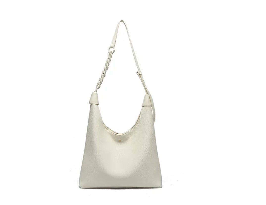 LIKE DREAMS Luxe vegan leather large triple compartment hobo tote bag – White~