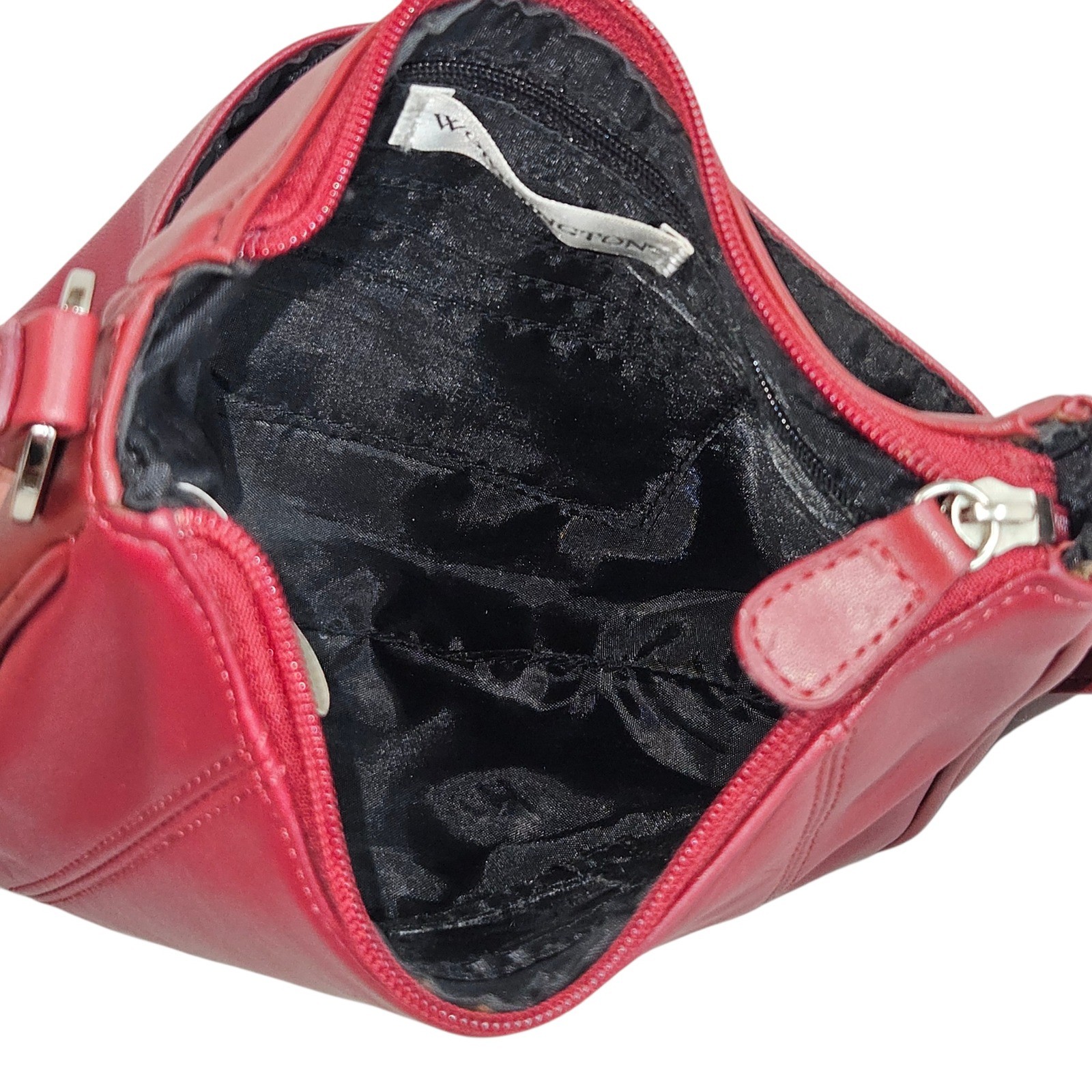 Worthington Burgundy Red Leather Small Shoulder Bag Zip Top Silver Hardware