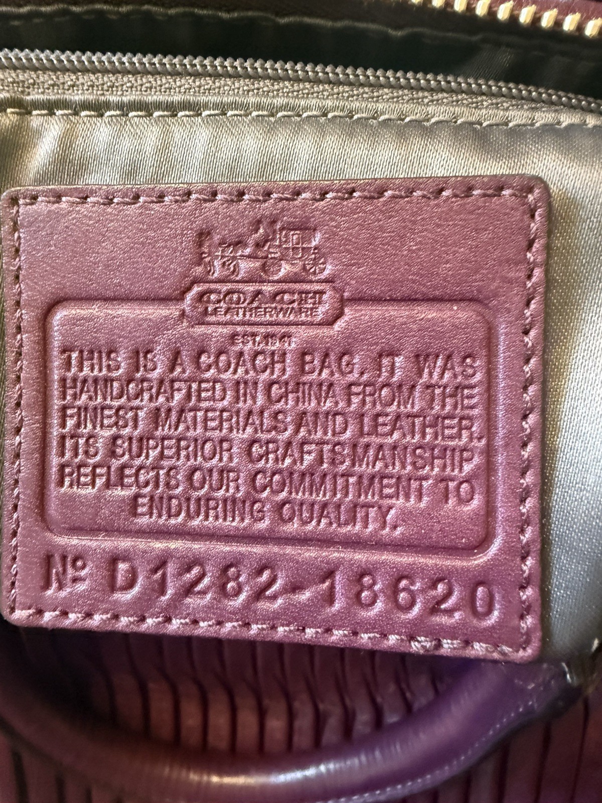 Coach Madison Sophia PLUM Purple Pleated leather Satchel; grey Interior