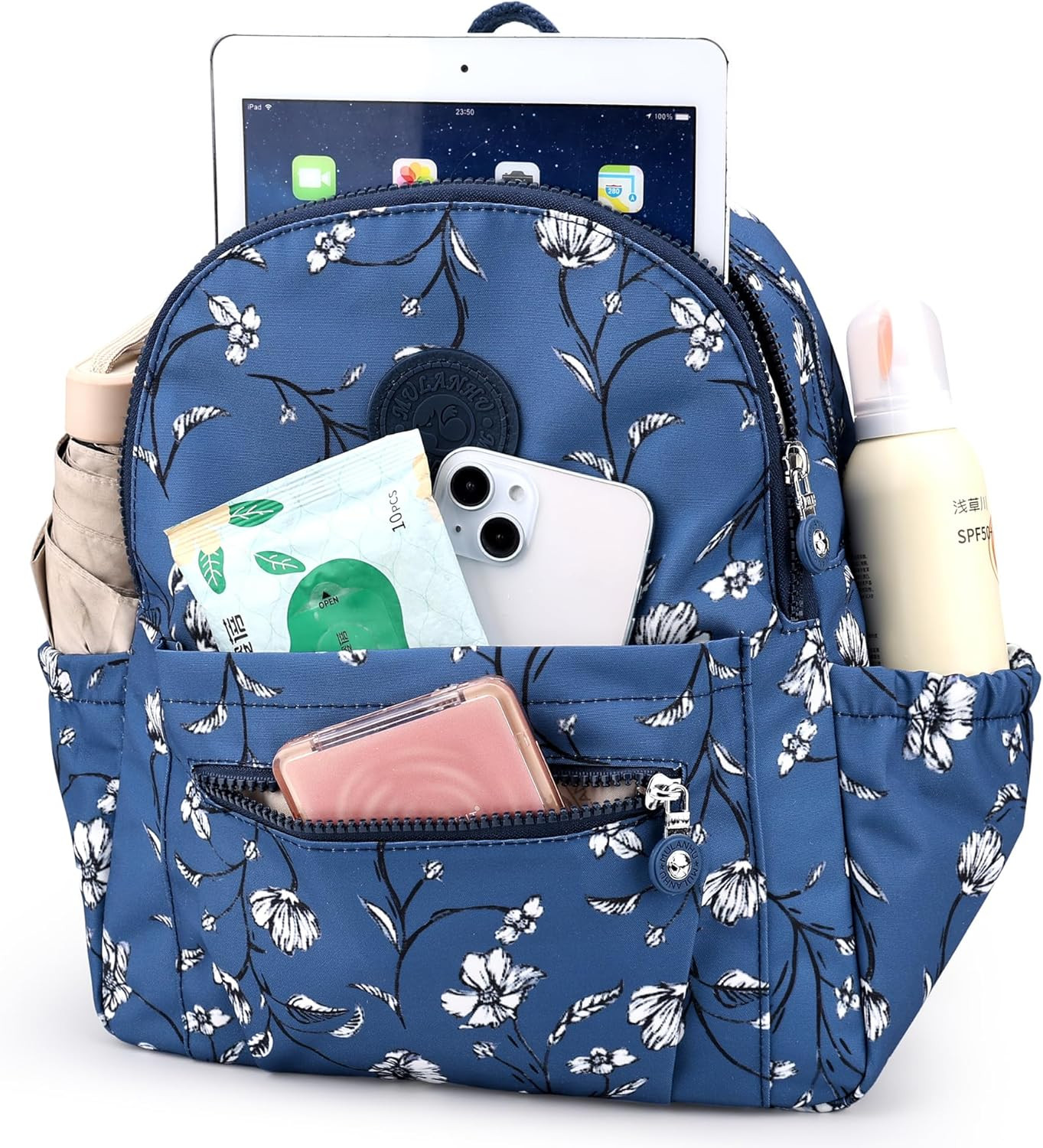 Mini Nylon Backpack Purse Women Small Travel Anti Theft Multi Pocket Bag
