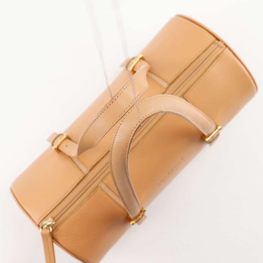 BURBERRY Logo embossing Tote Bag Nova Check Handbag beige leather Women