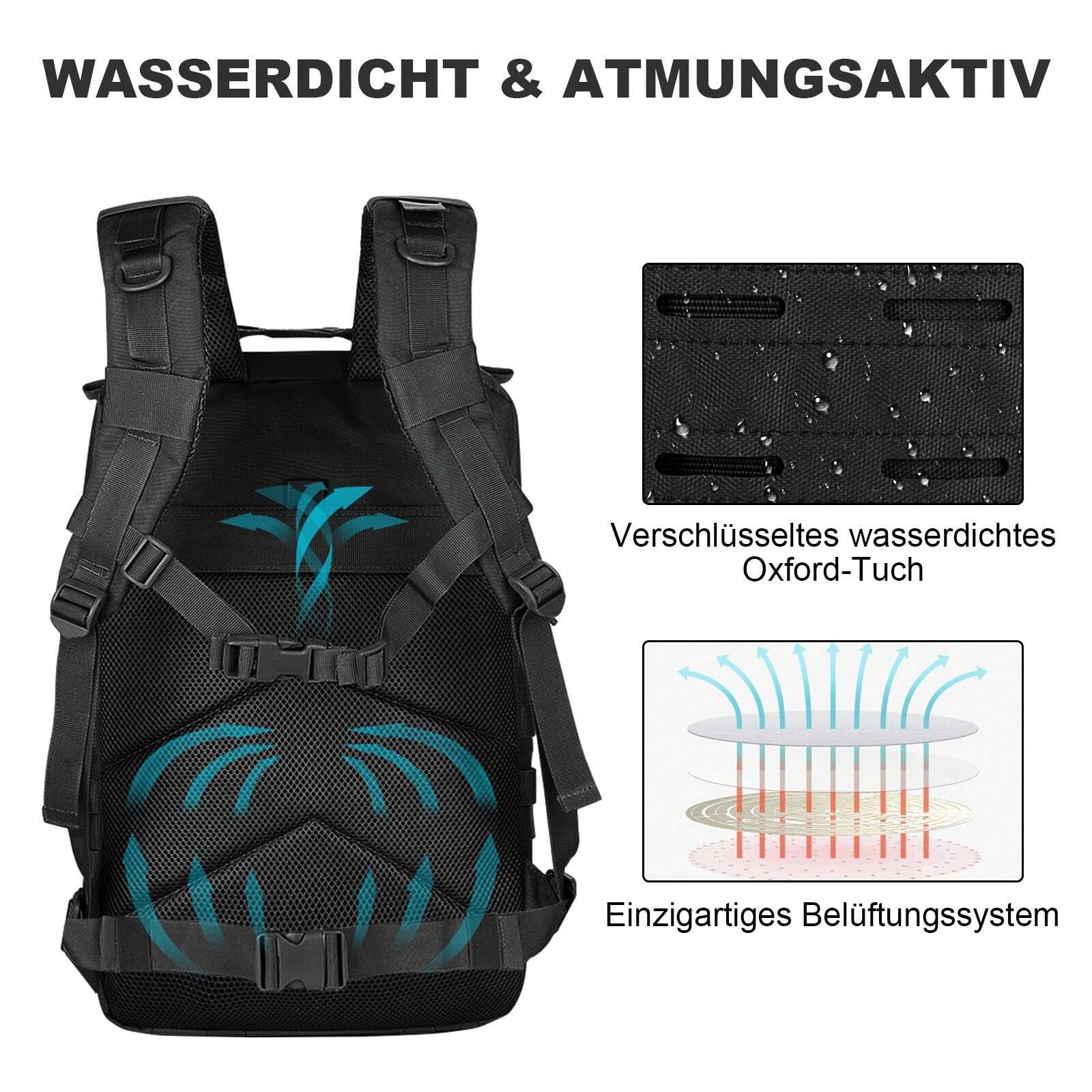 45L Military Molle Tactical Backpack Rucksack Camping Bag Waterproof Outdoor