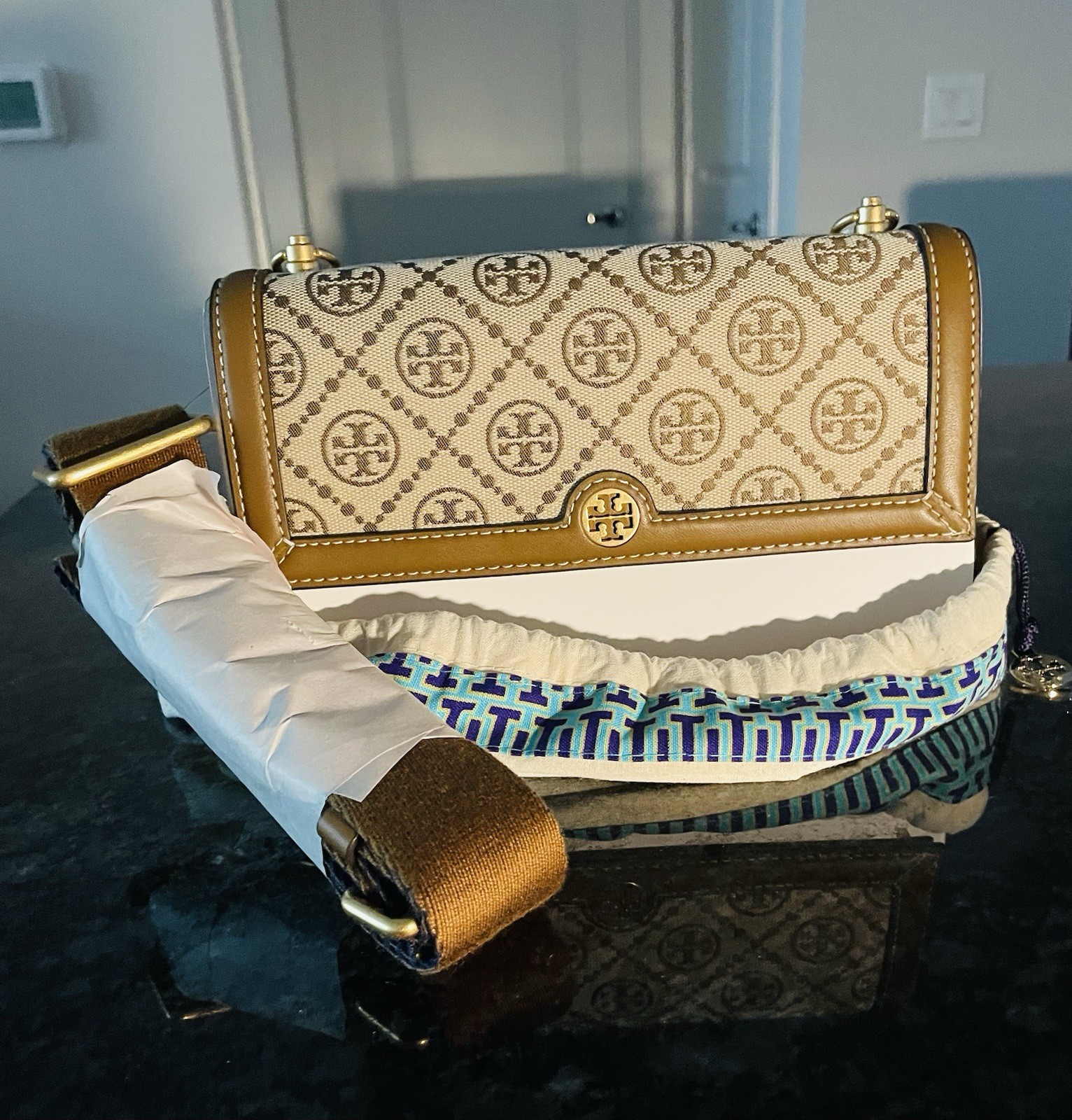New Tory Burch T Monogram Logo Wallet Crossbody Shoulder Bag