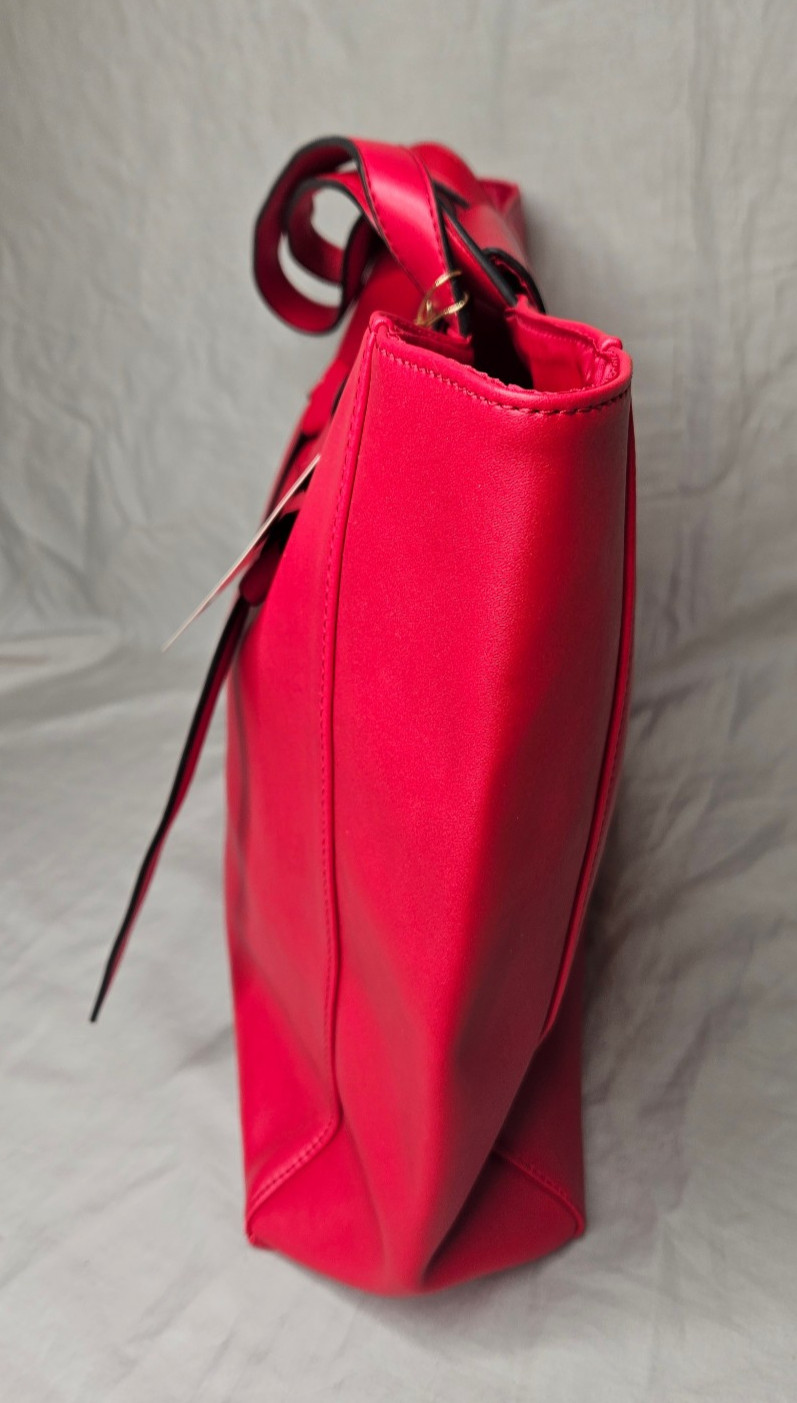 Elizabeth Arden Tote Bag Shoulder Handbag Red PVC Faux Leather Double Handles