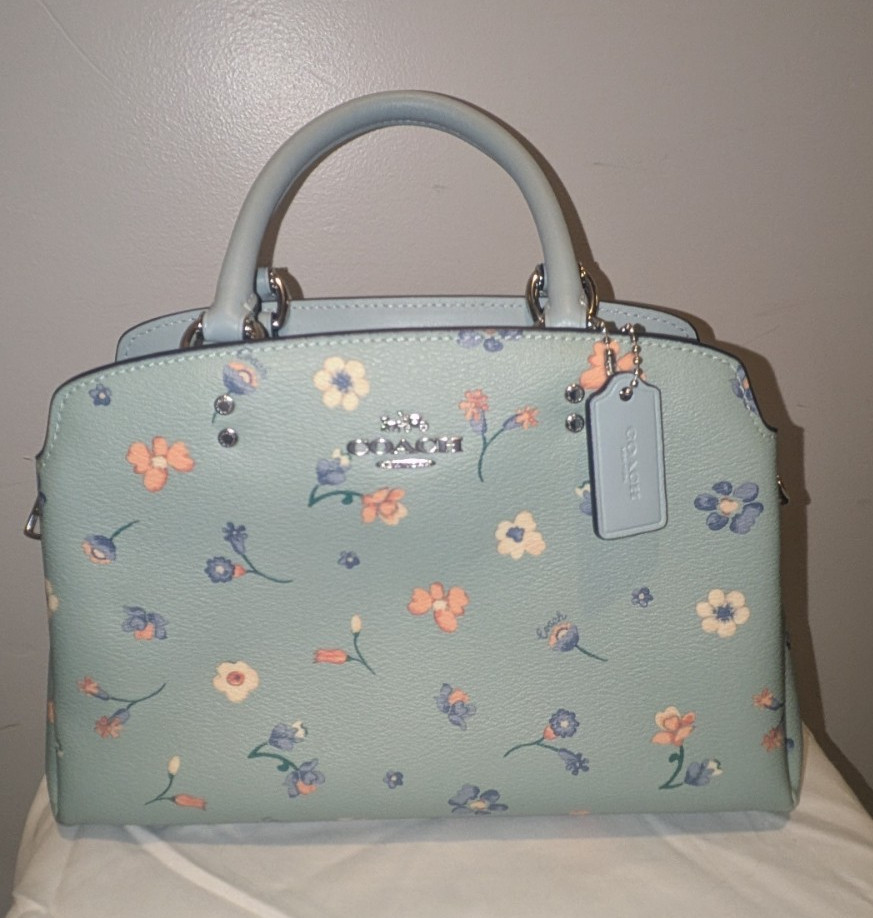 Coach Mini Lillie Carryall Zip Top Handle Bag Charm Silver Hardware