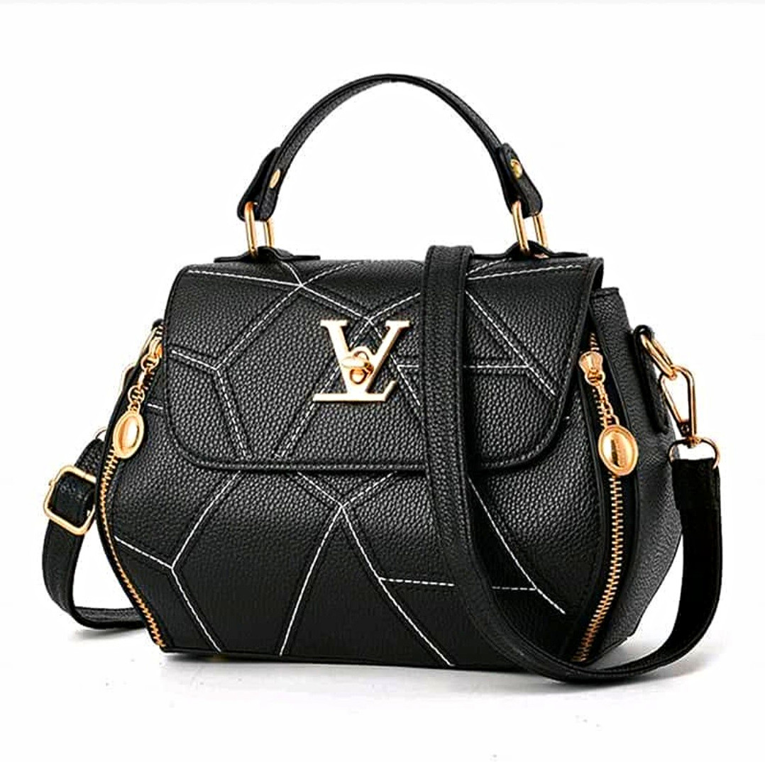 Women’s Small Solid Satchel Top Handle Crossbody Flap Closure Gold Hardware